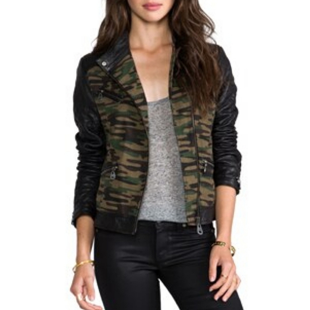 Doma Camoflauge & Leather Military Jacket